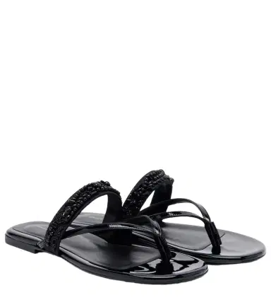 Dries Van Noten Embellished patent leather thong sandals | Thumbnail 1