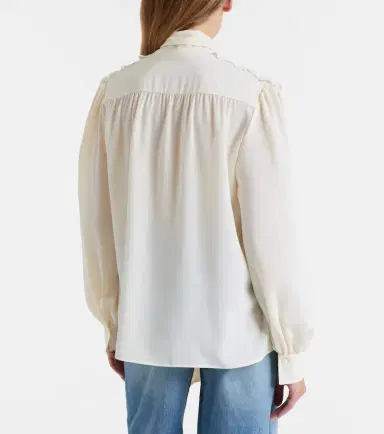 Chloé Chloé Lace-trimmed silk crêpe de chine blouse | Thumbnail 6