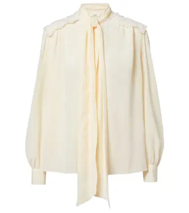 Chloé Chloé Lace-trimmed silk crêpe de chine blouse | Thumbnail 1