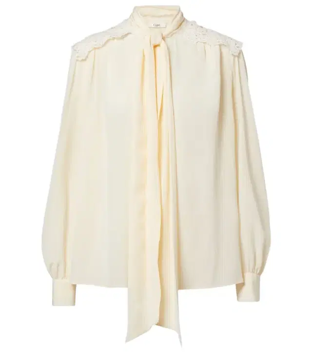 Chloe Chloé Lace-trimmed silk crêpe de chine blouse