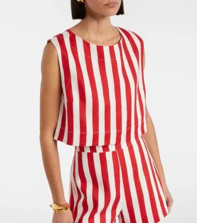 Posse Martina striped linen crop top | Thumbnail 5 Posse Martina striped linen crop top | Thumbnail 5