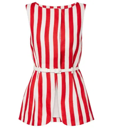 Posse Pamela belted striped linen vest | Thumbnail 1 Posse Pamela belted striped linen vest | Thumbnail 1