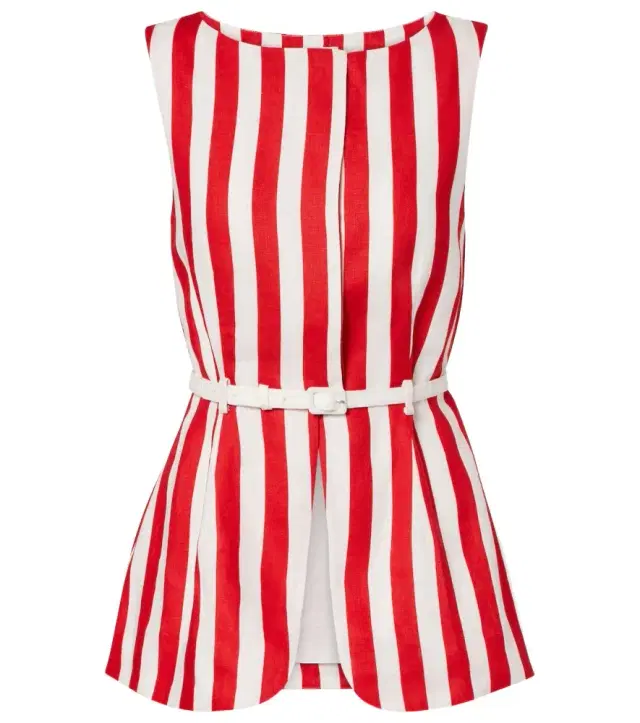 Posse Pamela belted striped linen vest