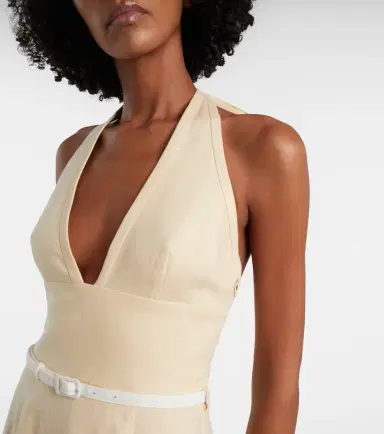 Posse Pamela halterneck linen midi dress | Thumbnail 3