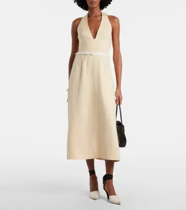 Posse Pamela halterneck linen midi dress | Thumbnail 4