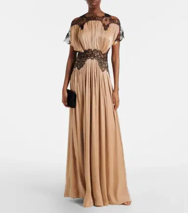 Costarellos Lace-trimmed Lurex georgette gown | Thumbnail 2