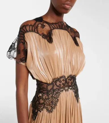 Costarellos Lace-trimmed Lurex georgette gown | Thumbnail 3