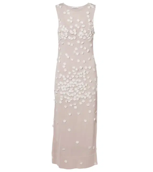 Nelly floral-appliqué midi dress