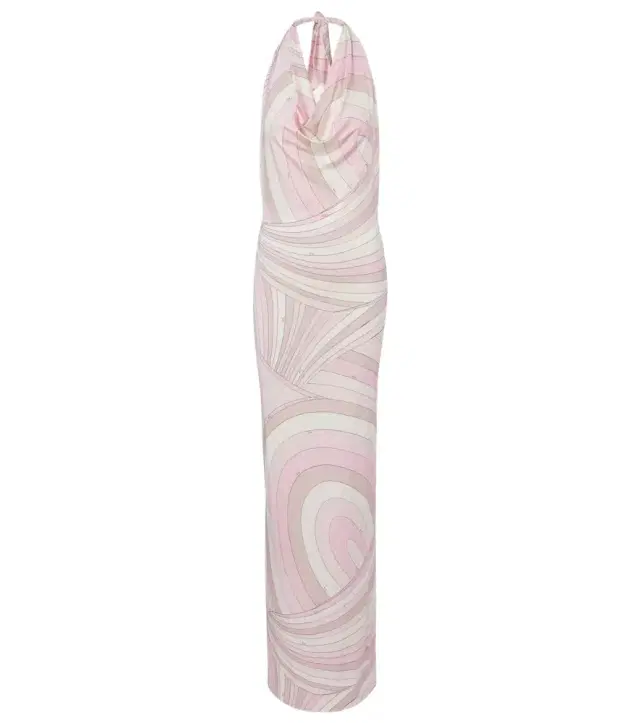 Pucci Iride halterneck satin jersey maxi dress