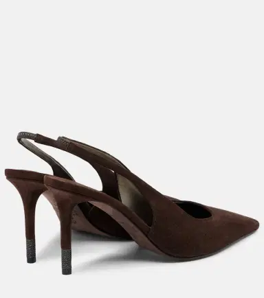 Brunello Cucinelli Monili suede slingback pumps | Thumbnail 4 Brunello Cucinelli Monili suede slingback pumps | Thumbnail 4