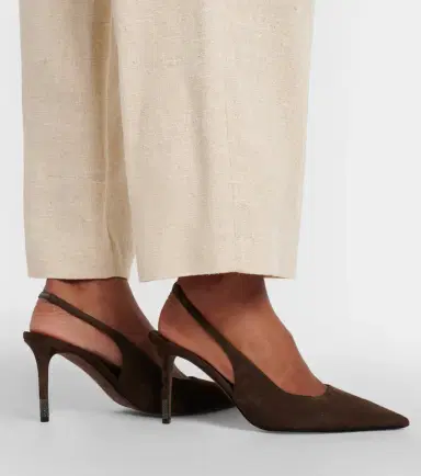 Brunello Cucinelli Monili suede slingback pumps | Thumbnail 5 Brunello Cucinelli Monili suede slingback pumps | Thumbnail 5