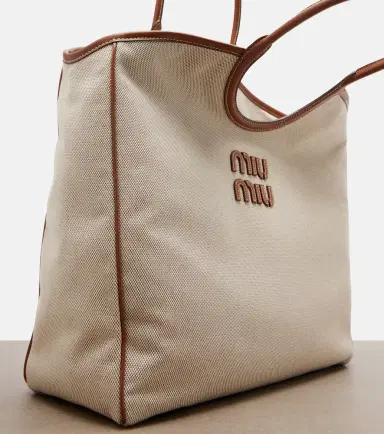 Miu Miu Ivy leather-trimmed canvas shopper | Thumbnail 3