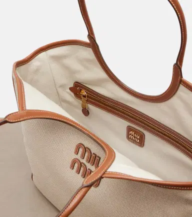 Miu Miu Ivy leather-trimmed canvas shopper | Thumbnail 4