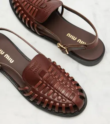 Miu Miu Leather slingback fisherman sandals | Thumbnail 4
