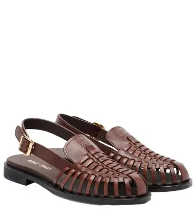 Miu Miu Leather slingback fisherman sandals | Thumbnail 1