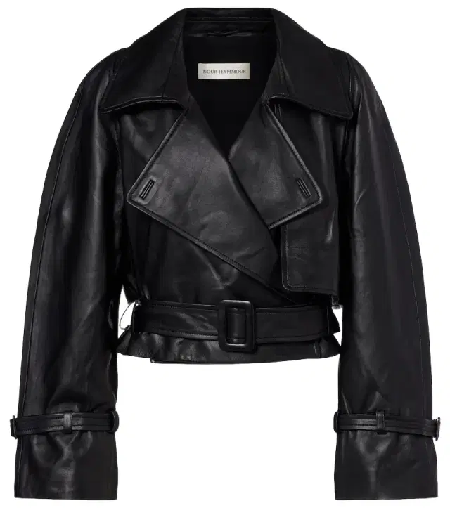 Nour Hammour Hatti cropped leather jacket