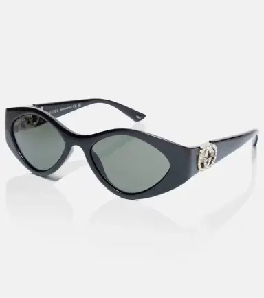 Gucci Interlocking G crystal-embellished oval sunglasses | Thumbnail 2