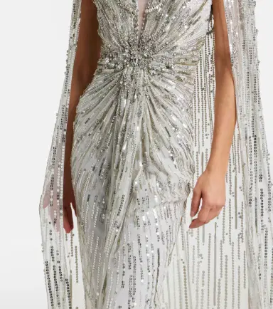 Jenny Packham Lotus Lady caped embellished gown | Thumbnail 3