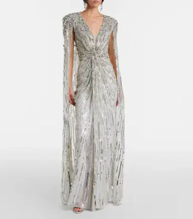 Jenny Packham Lotus Lady caped embellished gown | Thumbnail 4