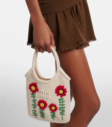 Miu Miu Ivy embroidered crochet tote bag | Thumbnail 6 Miu Miu Ivy embroidered crochet tote bag | Thumbnail 6