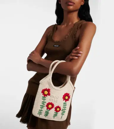 Miu Miu Ivy embroidered crochet tote bag | Thumbnail 7 Miu Miu Ivy embroidered crochet tote bag | Thumbnail 7