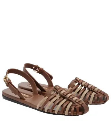 Miu Miu Leather and suede fisherman sandals | Thumbnail 1 Miu Miu Leather and suede fisherman sandals | Thumbnail 1