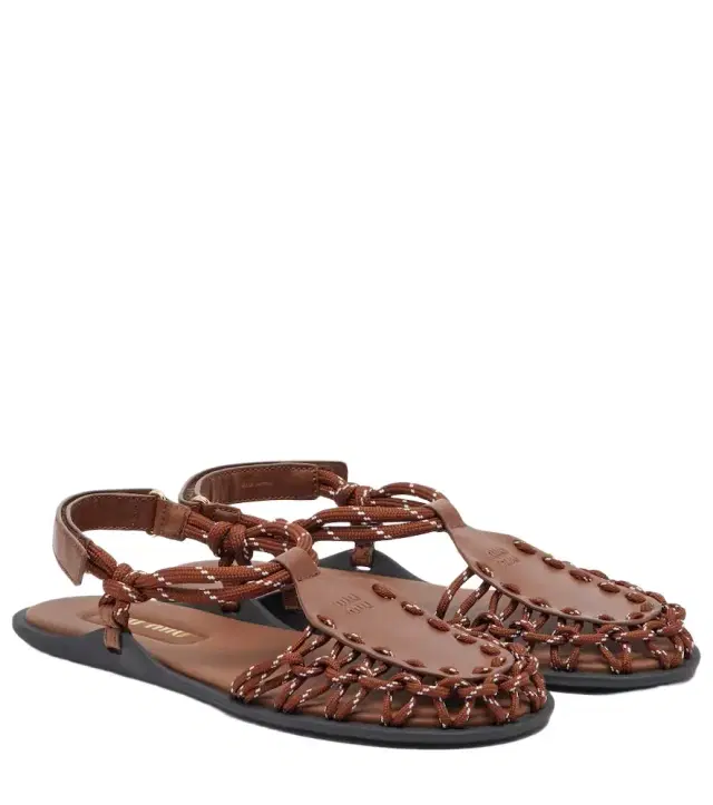 Leather-trimmed sandals