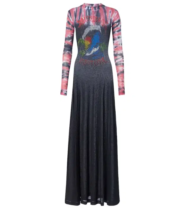 Printed tie-dye cotton-blend jersey maxi dress