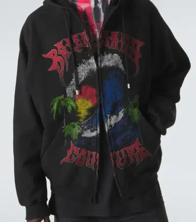 Balenciaga Logo cotton jersey zip-up hoodie | Thumbnail 3