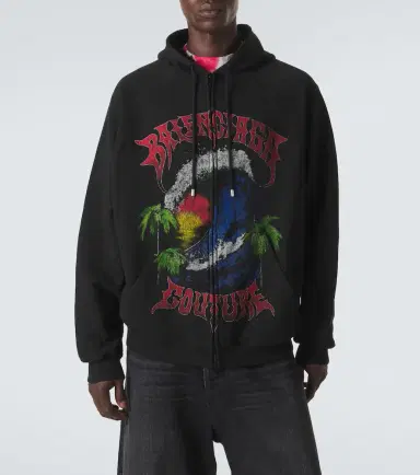 Balenciaga Logo cotton jersey zip-up hoodie | Thumbnail 4