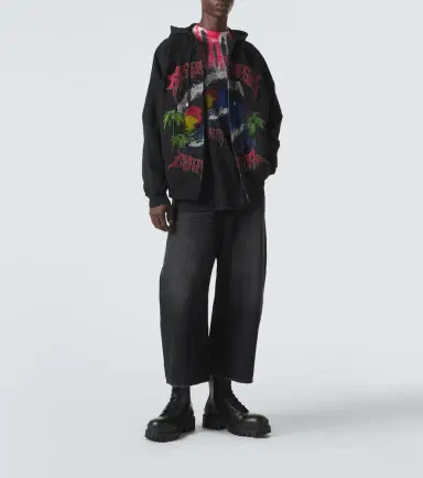 Balenciaga Logo cotton jersey zip-up hoodie | Thumbnail 5