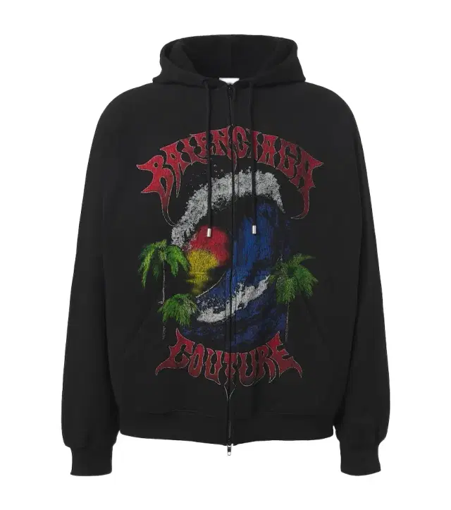 Logo cotton jersey zip-up hoodie