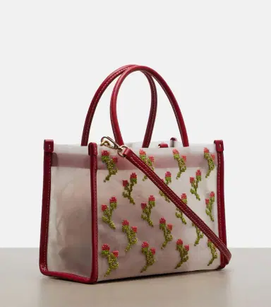 Miu Miu Embroidered floral mesh top-handle bag | Thumbnail 2 Miu Miu Embroidered floral mesh top-handle bag | Thumbnail 2