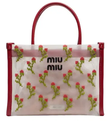 Miu Miu Embroidered floral mesh top-handle bag | Thumbnail 1 Miu Miu Embroidered floral mesh top-handle bag | Thumbnail 1