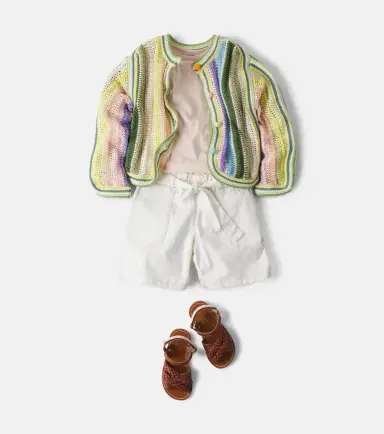 Zimmermann Kids Indra striped crochet cotton cardigan | Thumbnail 4