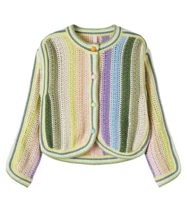 Zimmermann Kids Indra striped crochet cotton cardigan | Thumbnail 1