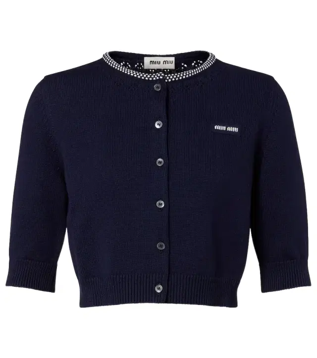 Logo cropped cotton cardigan