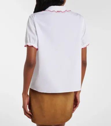 Miu Miu Scalloped cotton poplin shirt | Thumbnail 2 Miu Miu Scalloped cotton poplin shirt | Thumbnail 2