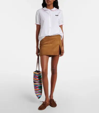 Miu Miu Scalloped cotton poplin shirt | Thumbnail 3 Miu Miu Scalloped cotton poplin shirt | Thumbnail 3