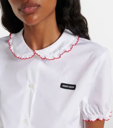 Miu Miu Scalloped cotton poplin shirt | Thumbnail 5 Miu Miu Scalloped cotton poplin shirt | Thumbnail 5