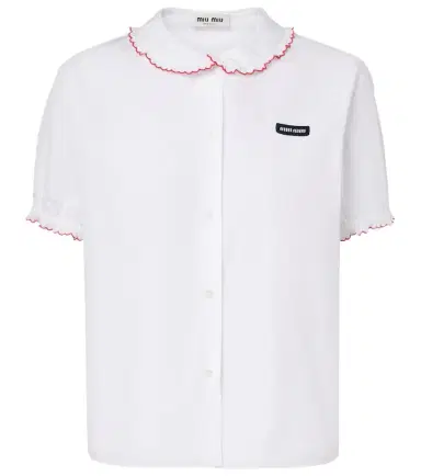 Miu Miu Scalloped cotton poplin shirt | Thumbnail 1 Miu Miu Scalloped cotton poplin shirt | Thumbnail 1