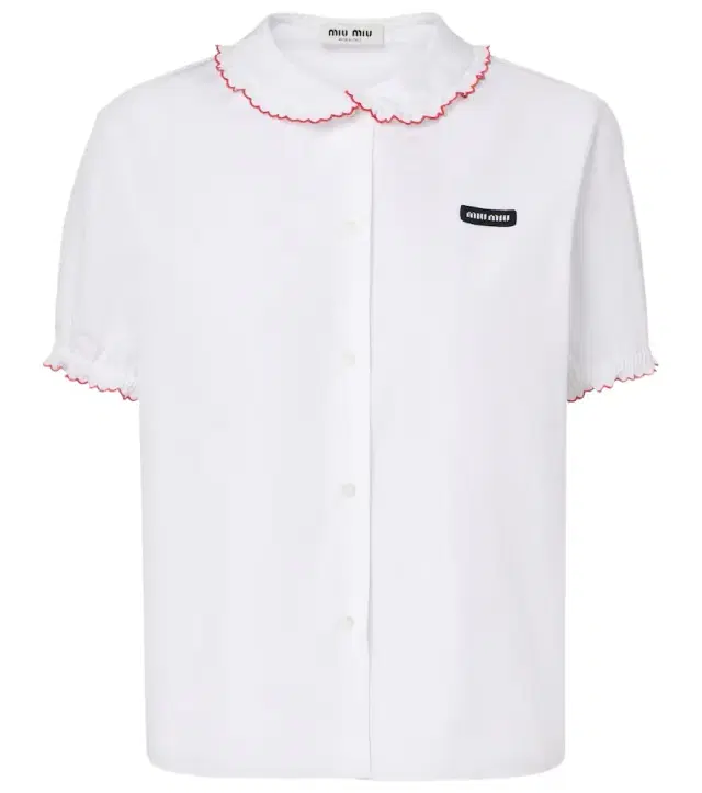 Scalloped cotton poplin shirt