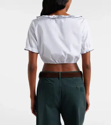 Miu Miu Scalloped cotton poplin crop top | Thumbnail 2