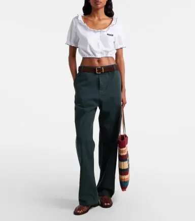 Miu Miu Scalloped cotton poplin crop top | Thumbnail 5