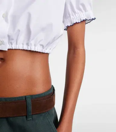 Miu Miu Scalloped cotton poplin crop top | Thumbnail 6