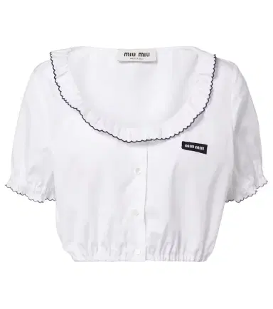 Miu Miu Scalloped cotton poplin crop top | Thumbnail 1