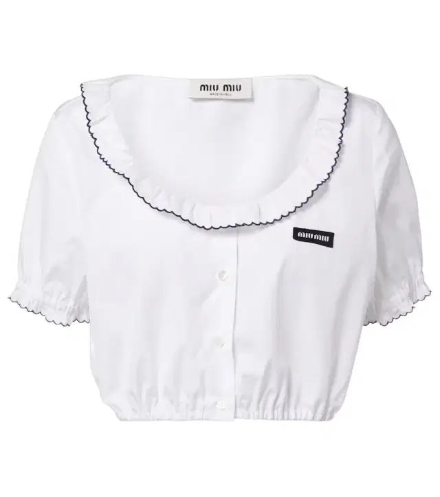 Scalloped cotton poplin crop top