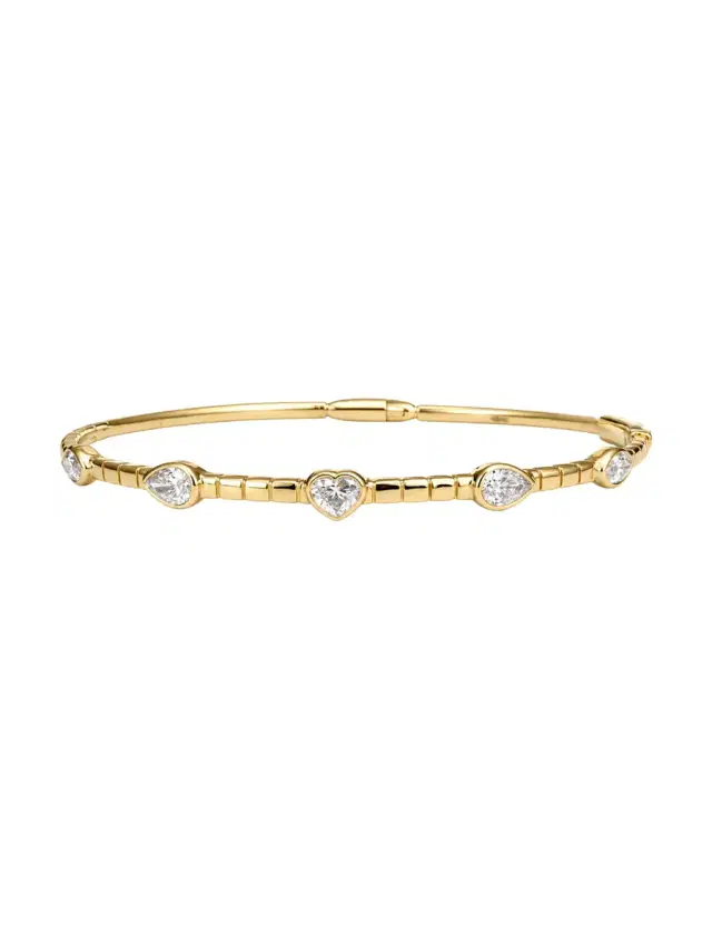 0.86ct Diamond 14K Gold Bangle Bracelet