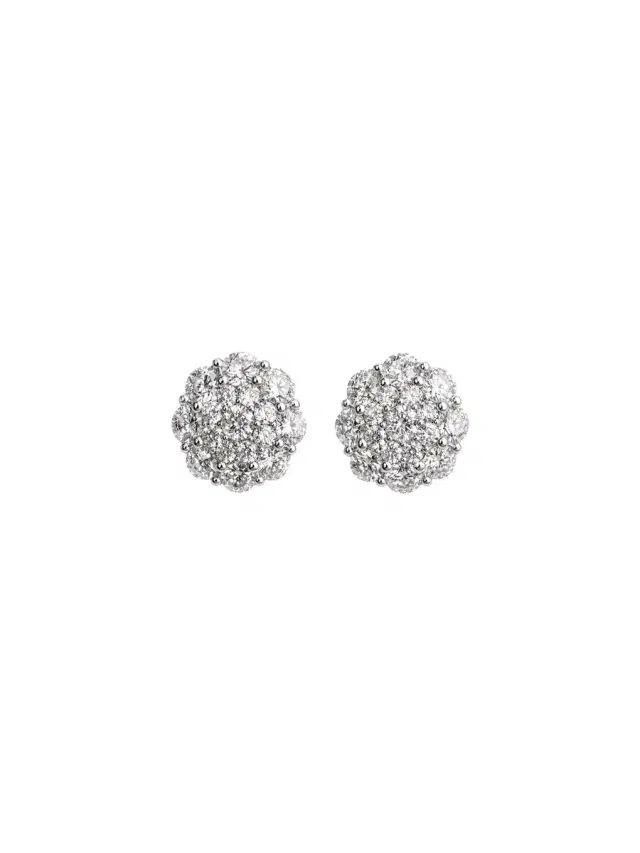 Wish Fine Jewelry 2.783ct Diamond 18K Gold Flower Stud Earrings