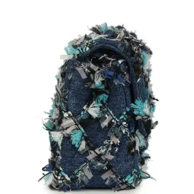 Chanel Chanel Mini Classic Rectangular Flap Bag Ribbon Tweed Blue Denim Silver Hardware | Thumbnail 3 Chanel Chanel Mini Classic Rectangular Flap Bag Ribbon Tweed Blue Denim Silver Hardware | Thumbnail 3